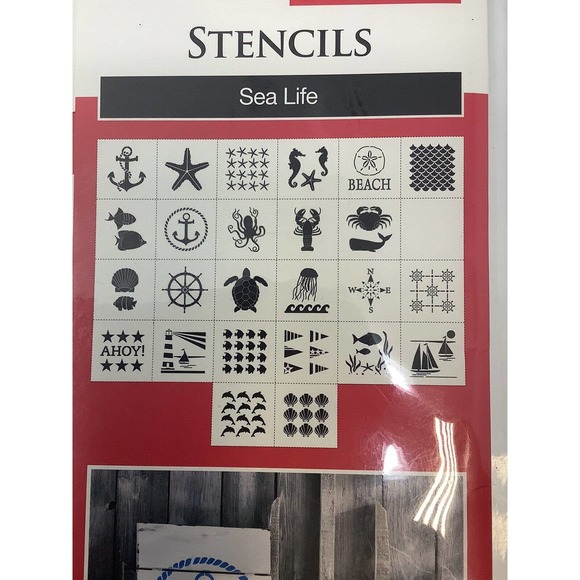 Plaid Folk Art 26 Piece STENCIL Set - 43 Sea Life Design Stencils - Picture 4 of 4